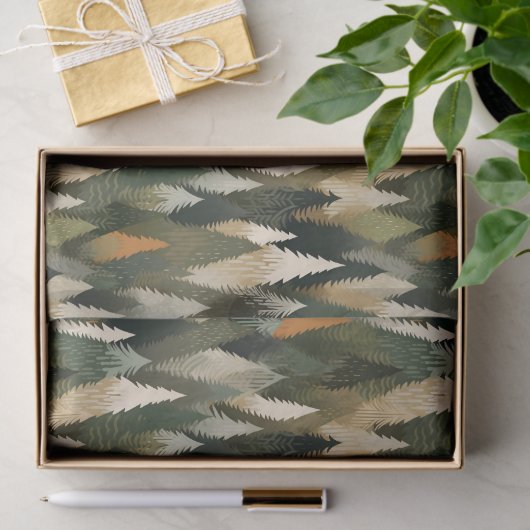 Elegantes Pine Tree Muster | Rustikaler Wald Seidenpapier (Geschenk)