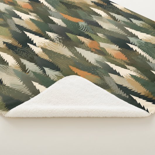 Elegantes Pine Tree Muster | Rustikaler Wald Sherpadecke (3/4)