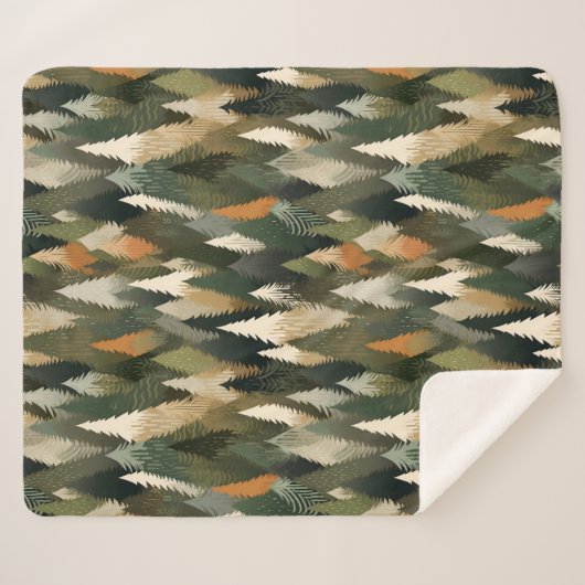 Elegantes Pine Tree Muster | Rustikaler Wald Sherpadecke (Vorderseite (Horizontal))