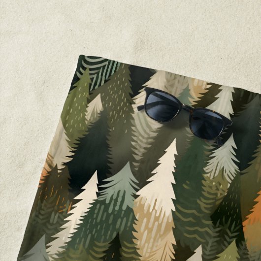 Elegantes Pine Tree Muster | Rustikaler Wald Strandtuch (Beispiel)