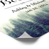 Elegantes Pine Trees Forest Wedding Gästebuchssymb Poster (Ecke)