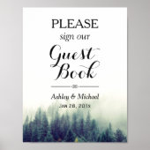 Elegantes Pine Trees Forest Wedding Gästebuchssymb Poster (Vorne)
