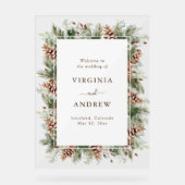 Elegantes Pine Willkommens Akryllisches Zeichen Acrylschild (Vorderseite)