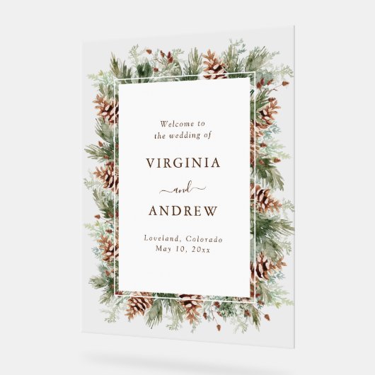 Elegantes Pine Willkommens Akryllisches Zeichen Acrylschild (Winkel)