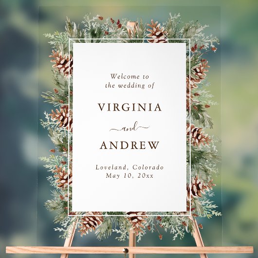 Elegantes Pine Willkommens Akryllisches Zeichen Acrylschild