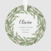 Elegantes Pine Wreath Foto Babys Ornament (Rückseite)