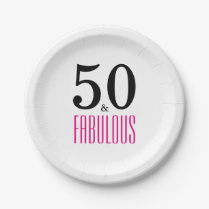 Elegantes Pink 50. Geburtstagsparty-Papierplatte Pappteller