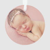 Elegantes Pink Baby Girl First Christmas Foto Ornament (Rückseite)