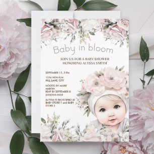 Elegantes Pink Baby in Bloom Girl Baby Shower Einladung