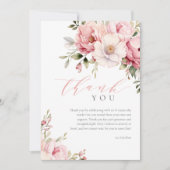 Elegantes Pink Baby in Bloom Girl Babydusche Dankeskarte (Vorderseite)