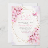 Elegantes Pink Baby in Bloom Script Girl Baby Show Einladung (Vorderseite)