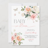 Elegantes Pink Baby in Bloom Script Girl Baby Show Einladung (Vorderseite)