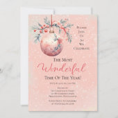 Elegantes Pink Bauble Das schönste Party des Jahre Einladung (Vorderseite)