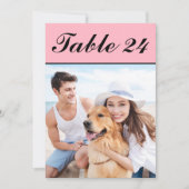 Elegantes Pink Black Pet Foto Hochzeit Tischnummer (Vorderseite)