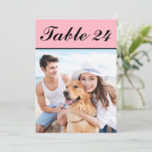 Elegantes Pink Black Pet Foto Hochzeit Tischnummer (Stehend Vorderseite)