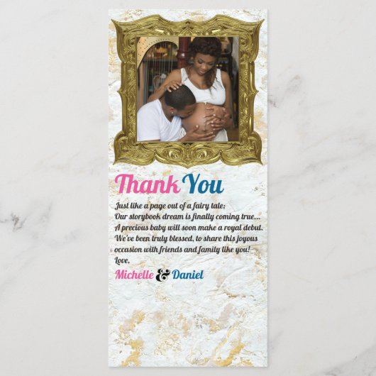 Elegantes Pink|Blue African Gender Reveal Foto Men Menükarte (Rückseite)