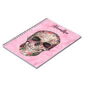 Elegantes Pink Boho Blues Skull-Notebook Notizblock (Linke Seite)