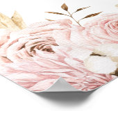 Elegantes Pink Boho Floral Taufposter Poster (Ecke)