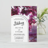 Elegantes Pink Bougainvillea Rustikale Hochzeit Einladung (Stehend Vorderseite)