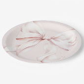 Elegantes Pink Bow Baby Brautparty Pappteller (Schrägansicht)