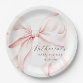 Elegantes Pink Bow Baby Brautparty Pappteller (Vorderseite)