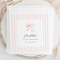 Elegantes Pink Bow Baby Shower Paper Napkin