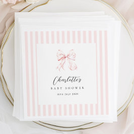 Elegantes Pink Bow Baby Shower Paper Napkin Serviette