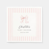 Elegantes Pink Bow Baby Shower Paper Napkin Serviette (Vorderseite)