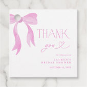 Elegantes Pink Bow Brautparty Script Vielen Dank Geschenkanhänger (Vorderseite)