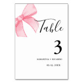 Elegantes Pink Bow Brautparty Wedding Tischnummer (Rückseite)