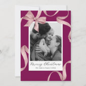 Elegantes Pink Bow Foto Weihnachten (Vorderseite)