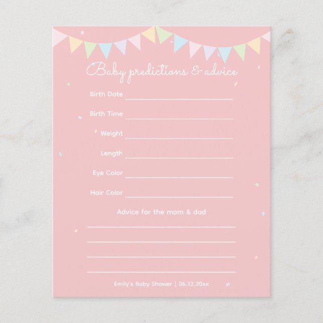 Elegantes Pink Bow Girl Baby Shower Guessing Game (Vorderseite)