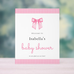 Elegantes Pink Bow Girl Babydusche Begrüßungszeich Acrylschild
