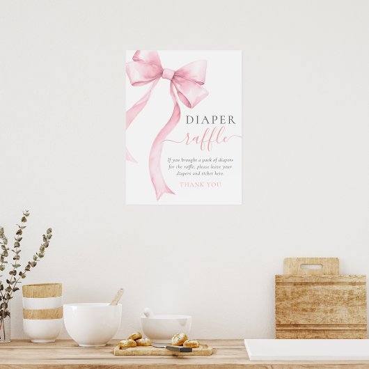 Elegantes Pink Bow Girl Duschmädchen Windelwanne Poster (Küche)
