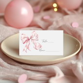 Elegantes Pink Bow Pearls Baby Shower Girl Platzkarte