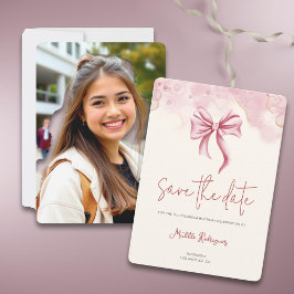 Elegantes Pink Bow Quinceañera Foto Save The Date