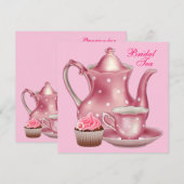 Elegantes Pink Bridal Tea Party Einladung (Vorne/Hinten)