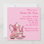 Elegantes Pink Bridal Tea Party Einladung (Rückseite)