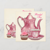 Elegantes Pink Bridal Tea Party Einladung (Vorne/Hinten)