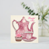 Elegantes Pink Bridal Tea Party Einladung (Stehend Vorderseite)