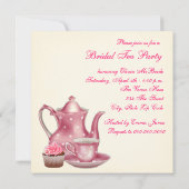 Elegantes Pink Bridal Tea Party Einladung (Rückseite)