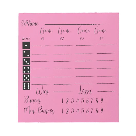 Elegantes Pink-Bunco-Punktepad Notizblock (Vorderseite)