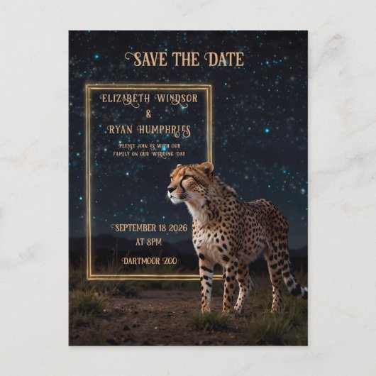 Elegantes Pink Cheetah Wedding Einladung Foto Postkarte (Vorderseite)