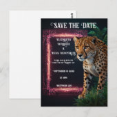 Elegantes Pink Cheetah Wedding Einladung Foto Postkarte (Vorne/Hinten)