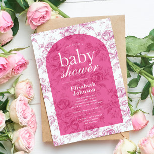 Elegantes Pink Chinoiserie Baby Shower Einladung