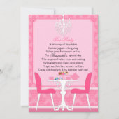 Elegantes Pink Damask Birthday Tea Party Einladung (Vorderseite)