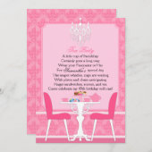 Elegantes Pink Damask Birthday Tea Party Einladung (Vorne/Hinten)