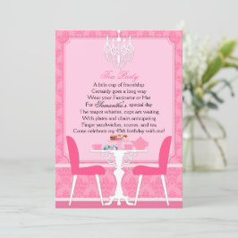 Elegantes Pink Damask Birthday Tea Party Einladung