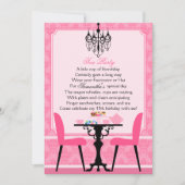 Elegantes Pink Damask Birthday Tea Party Einladung (Vorderseite)