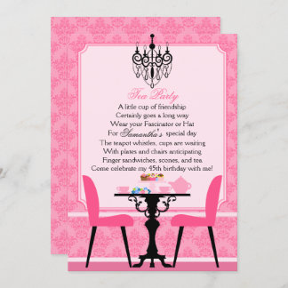 Elegantes Pink Damask Birthday Tea Party Einladung